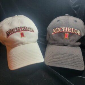 Michelob Ball Caps Lot of 2 – Black & White | Embroidered Logo | Adjustable